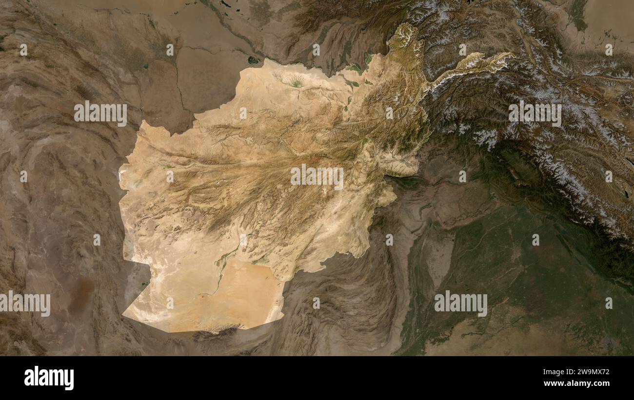 Afghanistan evidenziato su una mappa satellitare a bassa risoluzione Foto Stock