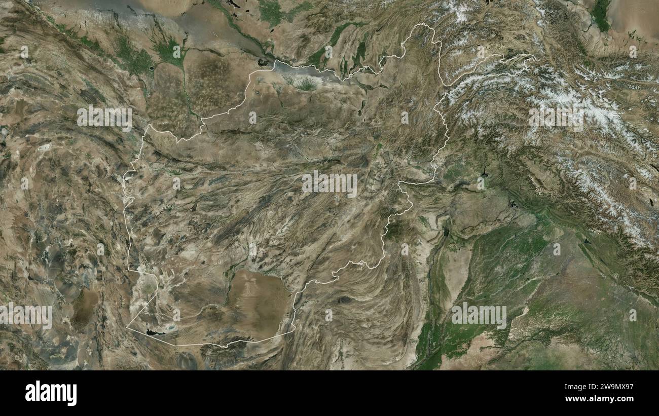 Afghanistan delineato su una mappa satellitare ad alta risoluzione Foto Stock