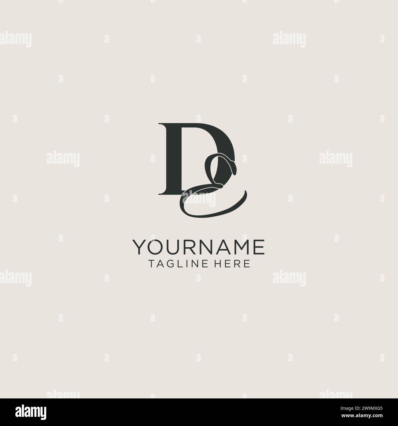 Monogramma con iniziali di lettera con elegante stile di lusso. Immagine vettoriale dell'identità aziendale e del logo personale Illustrazione Vettoriale