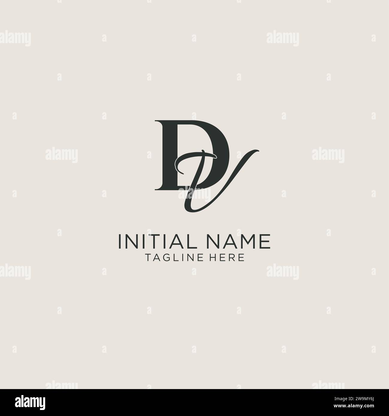 Monogramma a lettere DV iniziali con stile elegante e lussuoso. Immagine vettoriale dell'identità aziendale e del logo personale Illustrazione Vettoriale