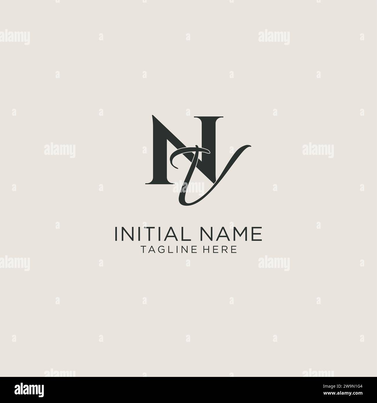 Iniziali monogramma a lettere NV con elegante stile di lusso. Immagine vettoriale dell'identità aziendale e del logo personale Illustrazione Vettoriale