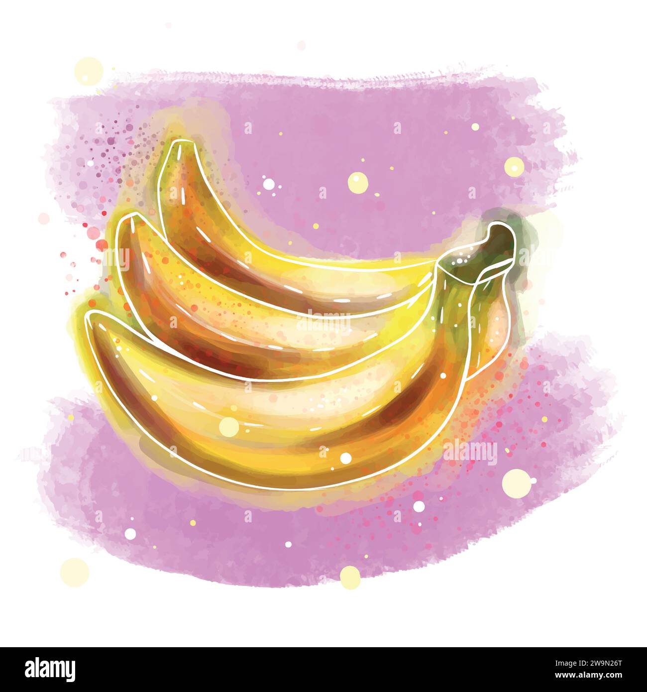 Set di frutti con tecnica acquerello Illustrazione Vettoriale