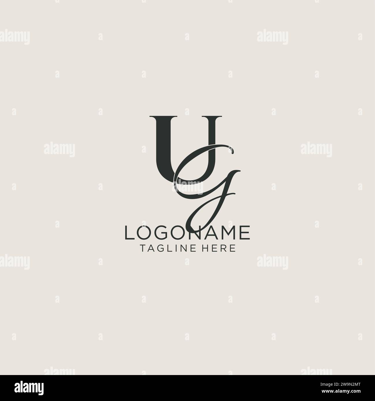 Iniziali monogramma UG Letter con elegante stile di lusso. Immagine vettoriale dell'identità aziendale e del logo personale Illustrazione Vettoriale