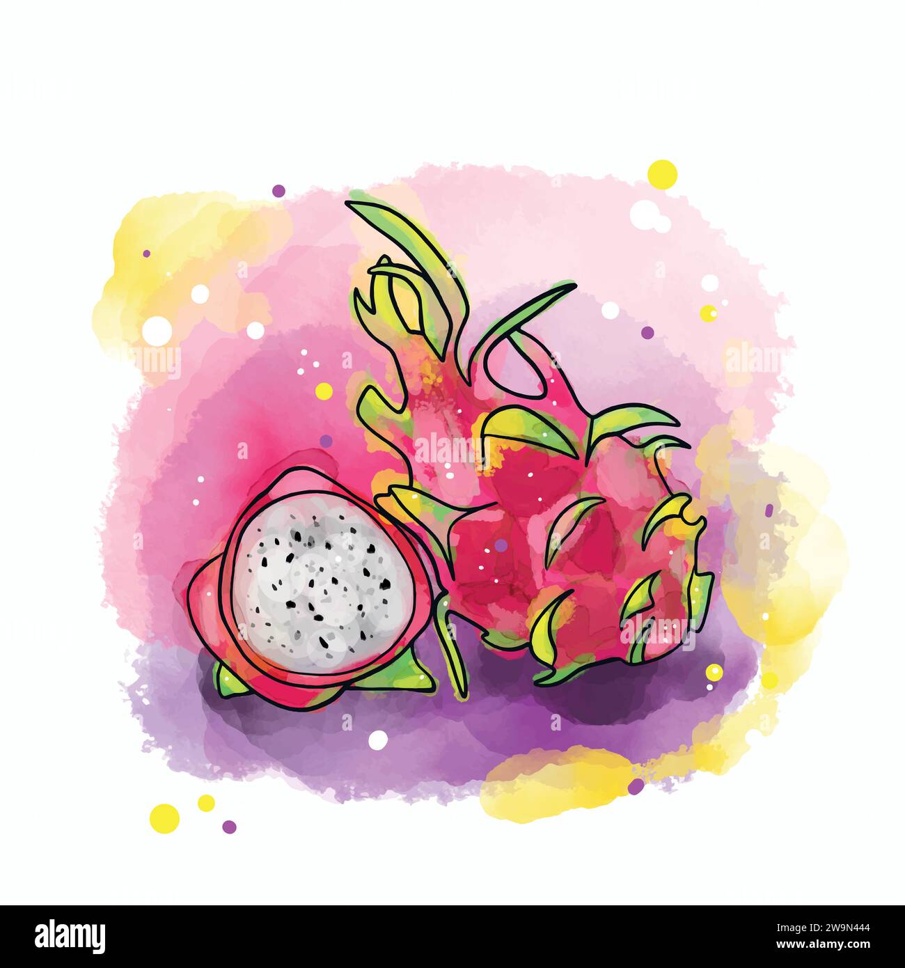 Set di frutti con tecnica acquerello Illustrazione Vettoriale