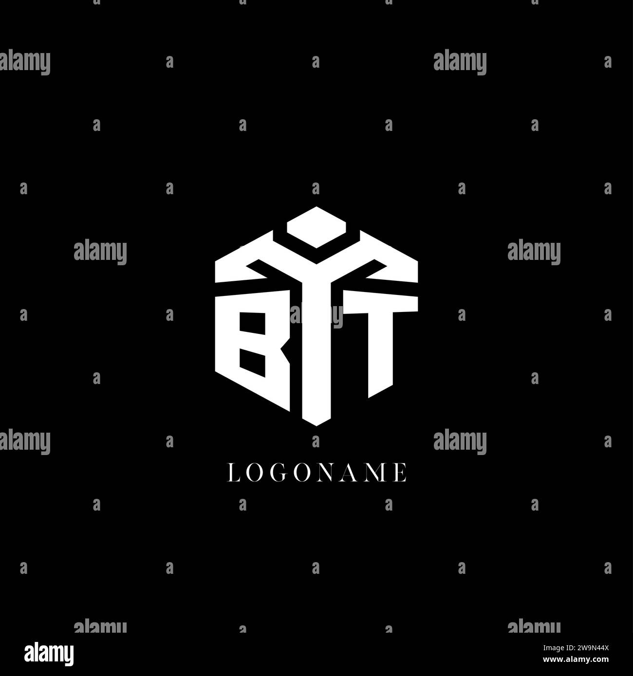 Logo BT iniziale forma esagonale grafica vettoriale di stile geometrico Illustrazione Vettoriale