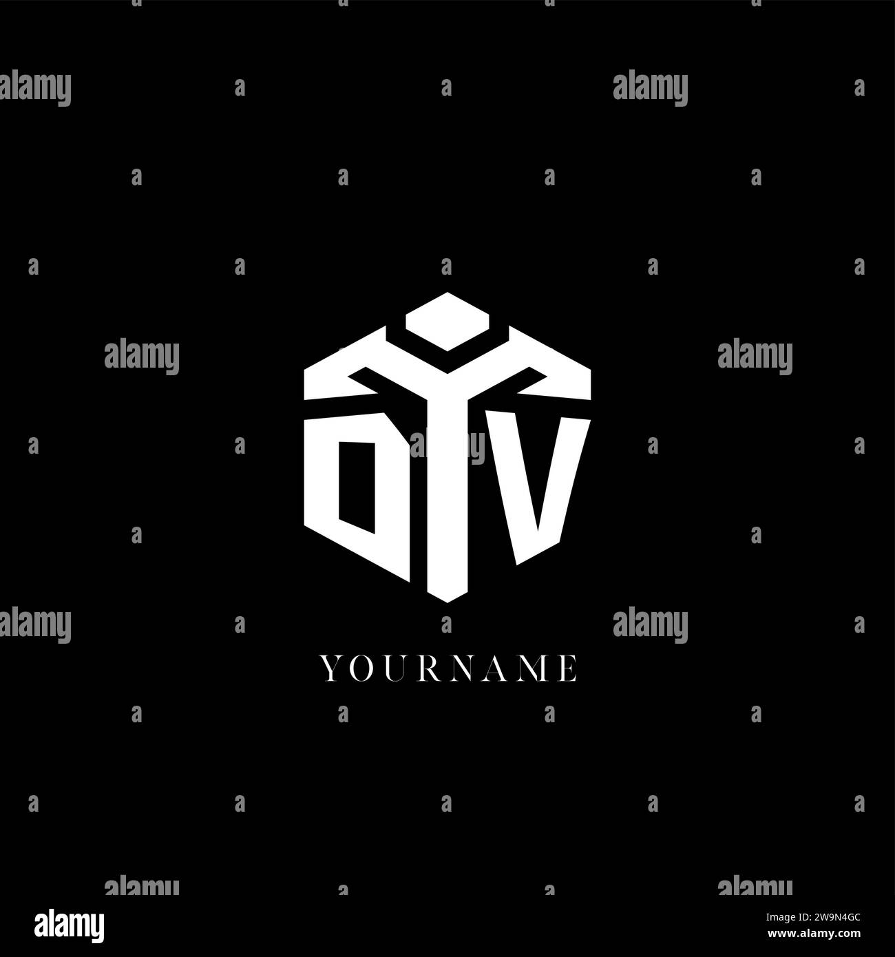 Logo DV iniziale forma esagonale grafica vettoriale di stile geometrico Illustrazione Vettoriale