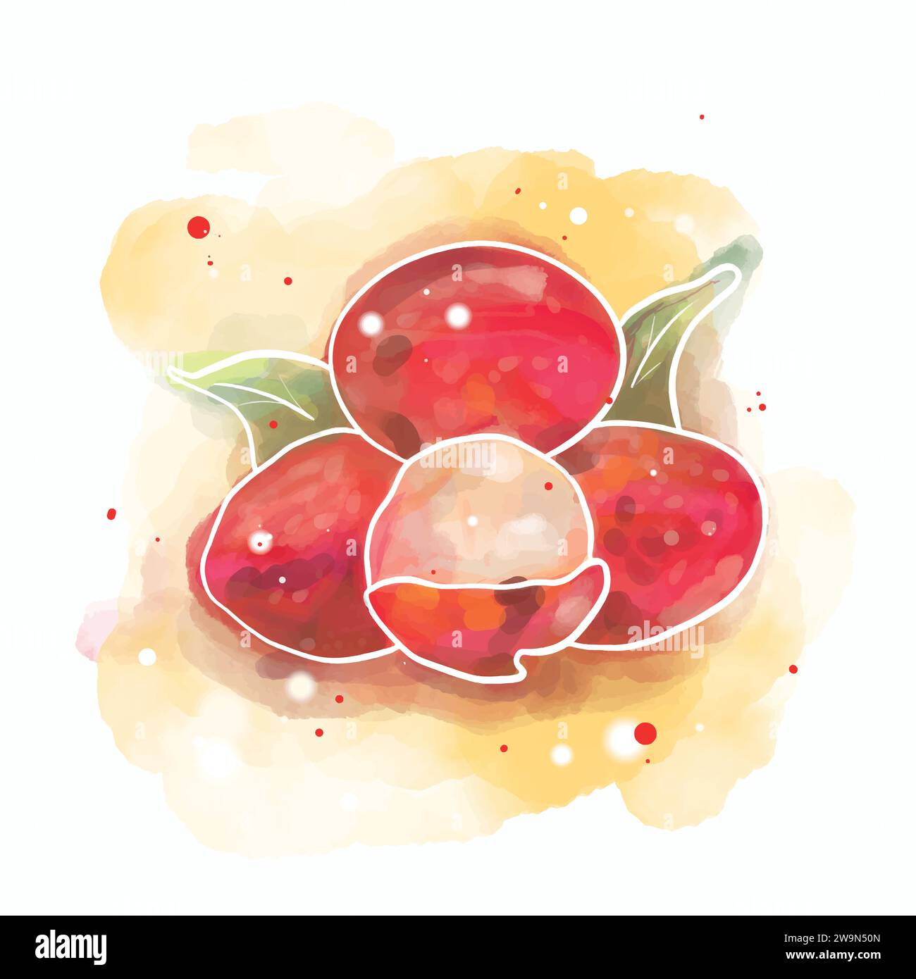 Set di frutti con tecnica acquerello Illustrazione Vettoriale