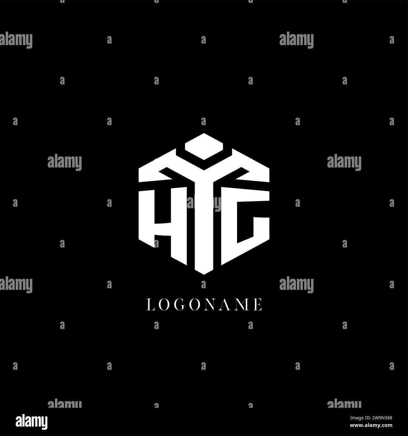 Logo HG iniziale forma esagonale grafica vettoriale geometrica Illustrazione Vettoriale