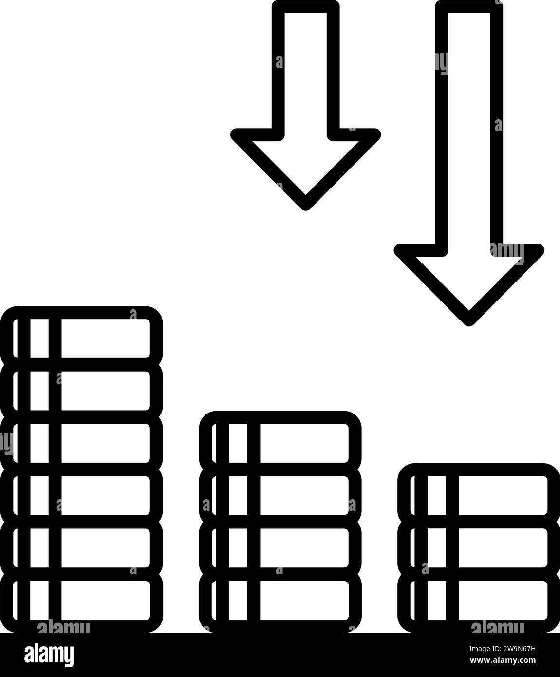 Icona con profitti e perdite sull'investimento, semplice illustrazione del disegno di linee, illustrazione vettoriale Illustrazione Vettoriale