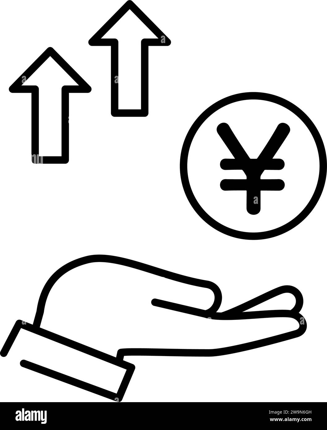 Icona di un investimento redditizio in yen giapponesi, semplice illustrazione del disegno di linee, illustrazione vettoriale Illustrazione Vettoriale