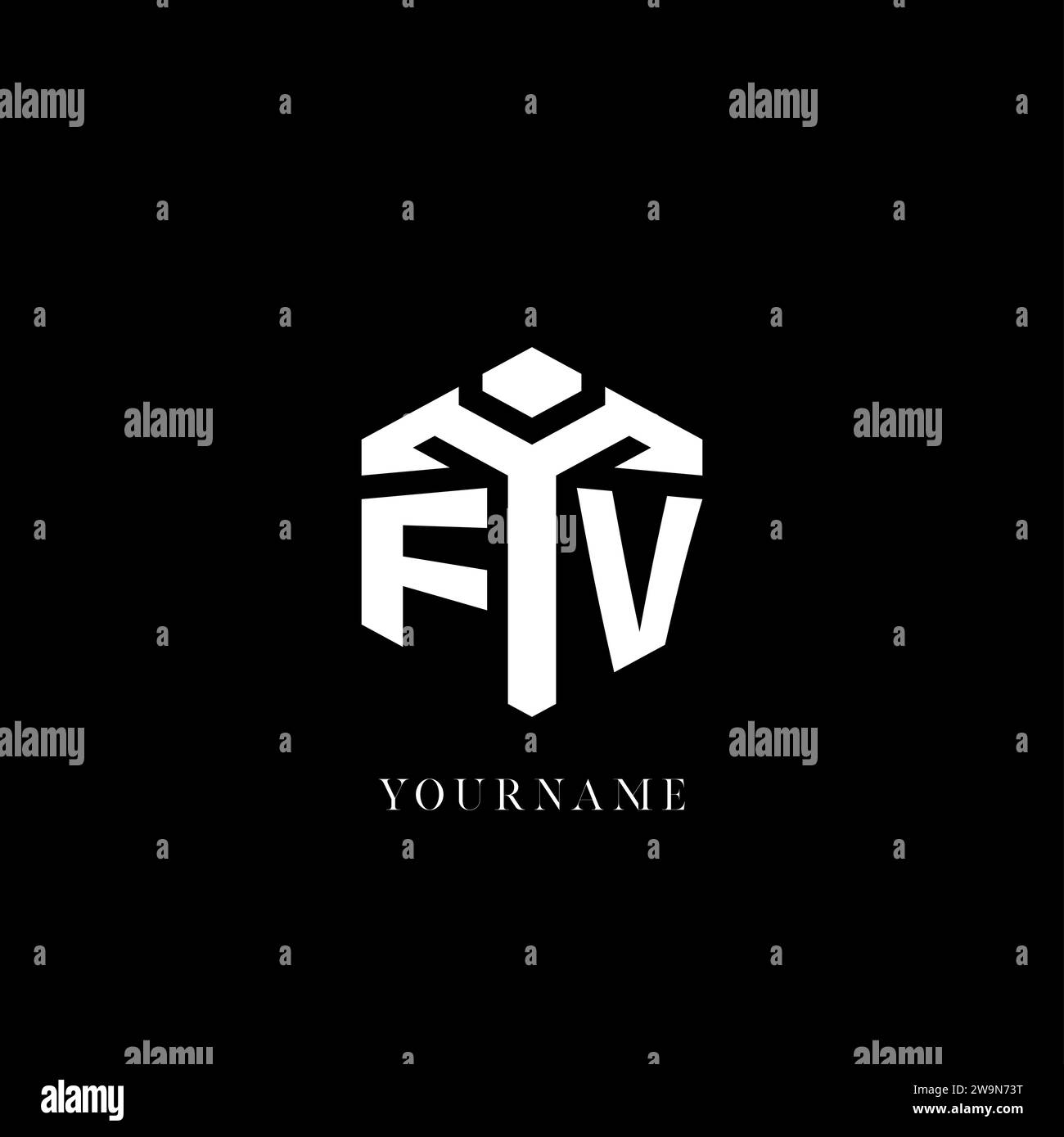 Logo FV iniziale forma esagonale grafica vettoriale stile geometrico Illustrazione Vettoriale