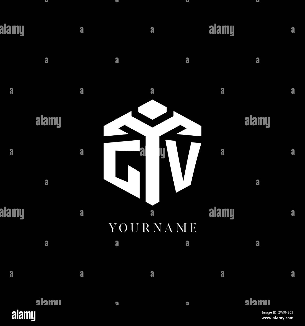 Logo GV iniziale forma esagonale grafica vettoriale di stile geometrico Illustrazione Vettoriale