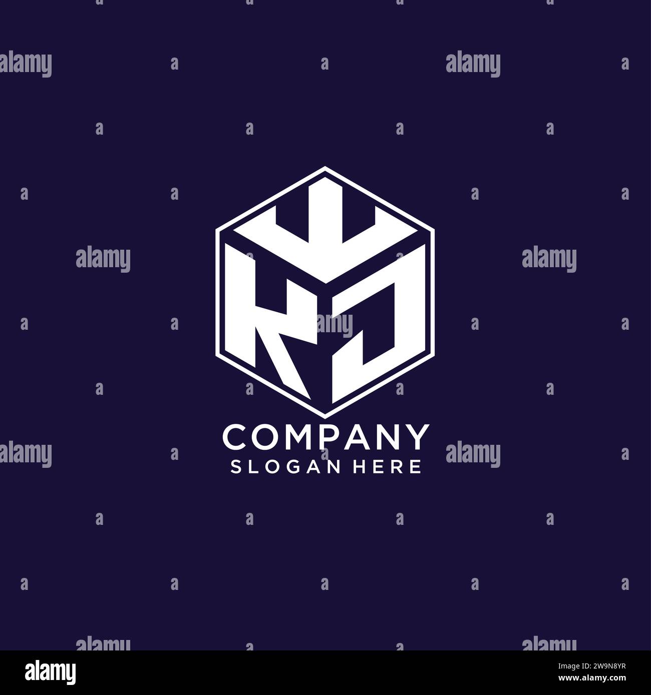 Logo KJ iniziali forma esagonale, logo geometrico creativo grafico vettoriale Illustrazione Vettoriale