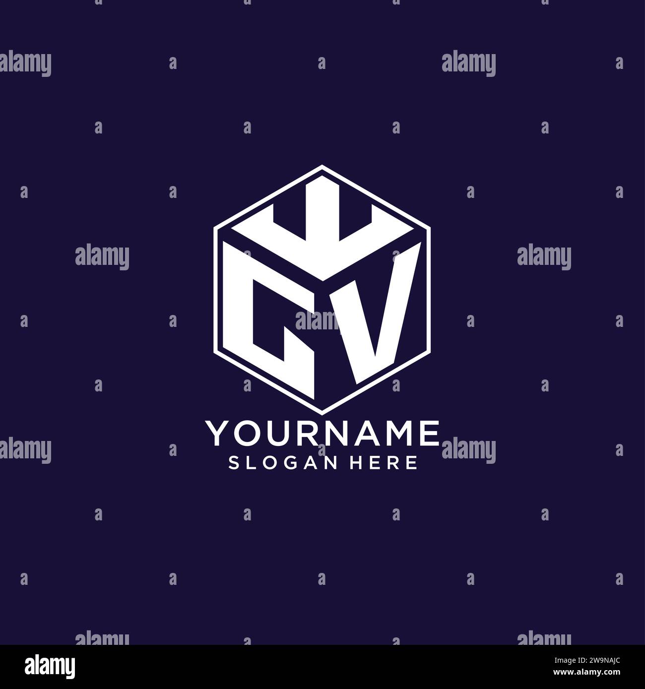 Logo GV iniziali forma esagonale, logo geometrico creativo grafico vettoriale Illustrazione Vettoriale