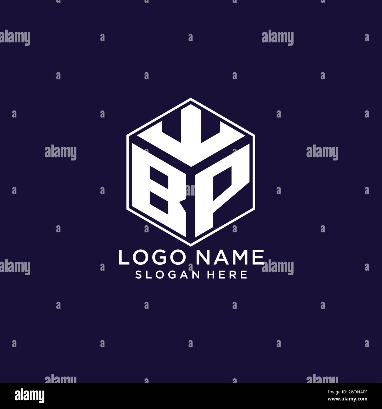 Logo BP iniziali forma esagonale, logo geometrico creativo grafico vettoriale Illustrazione Vettoriale