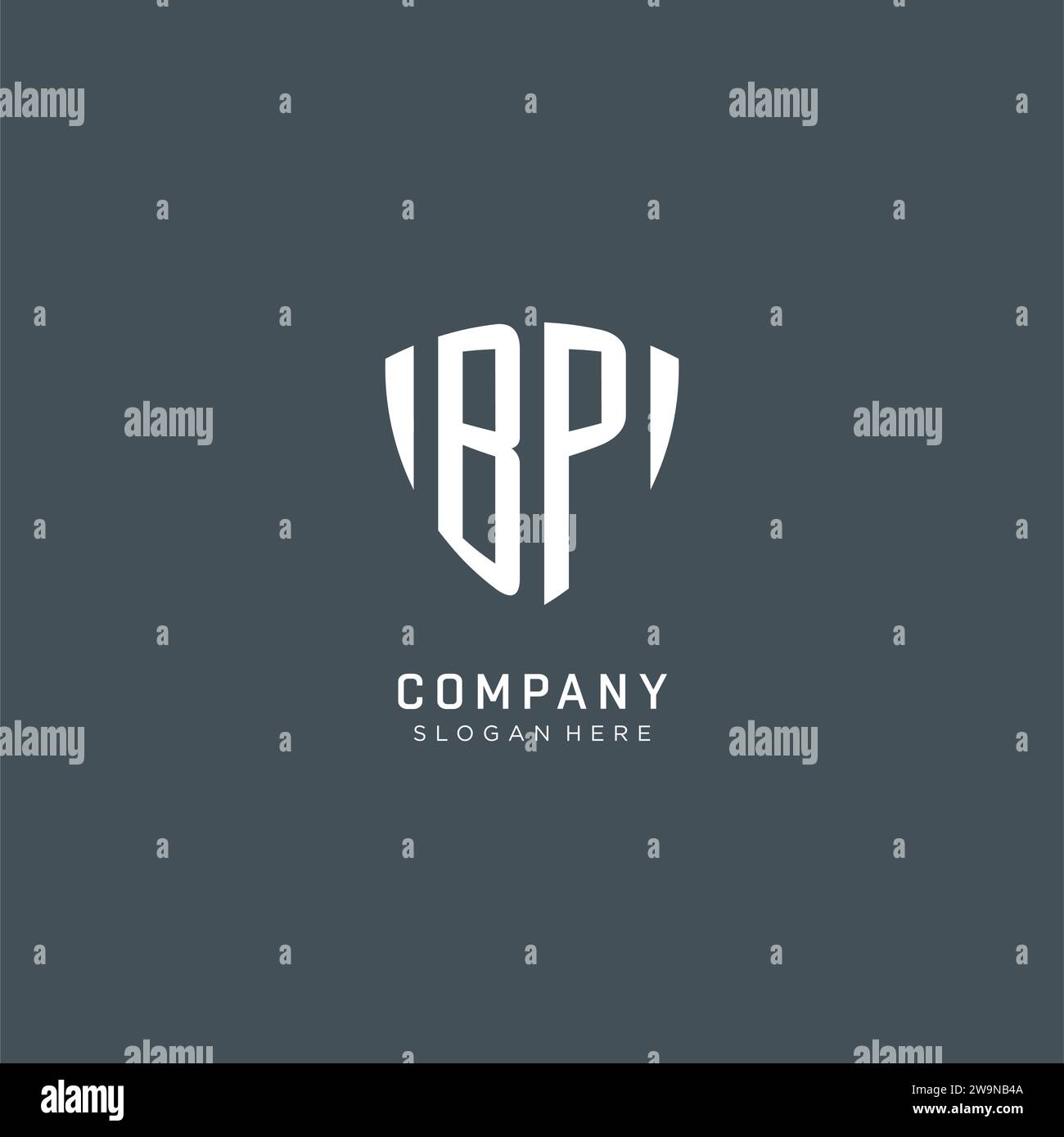 Logo BP iniziali forma di protezione, design creativo del logo grafica vettoriale Illustrazione Vettoriale