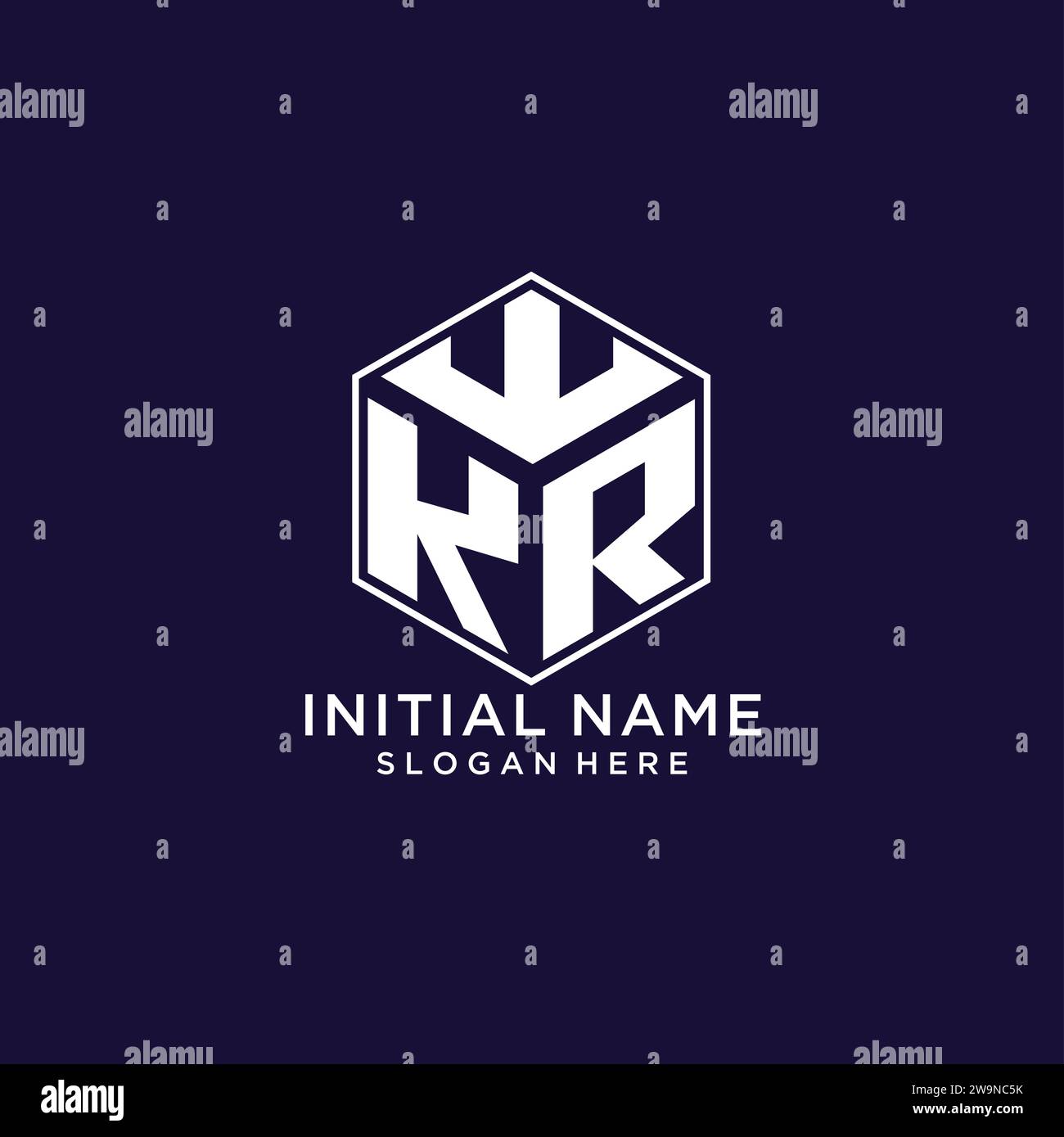 Logo KR iniziali forma esagonale, logo geometrico creativo grafico vettoriale Illustrazione Vettoriale