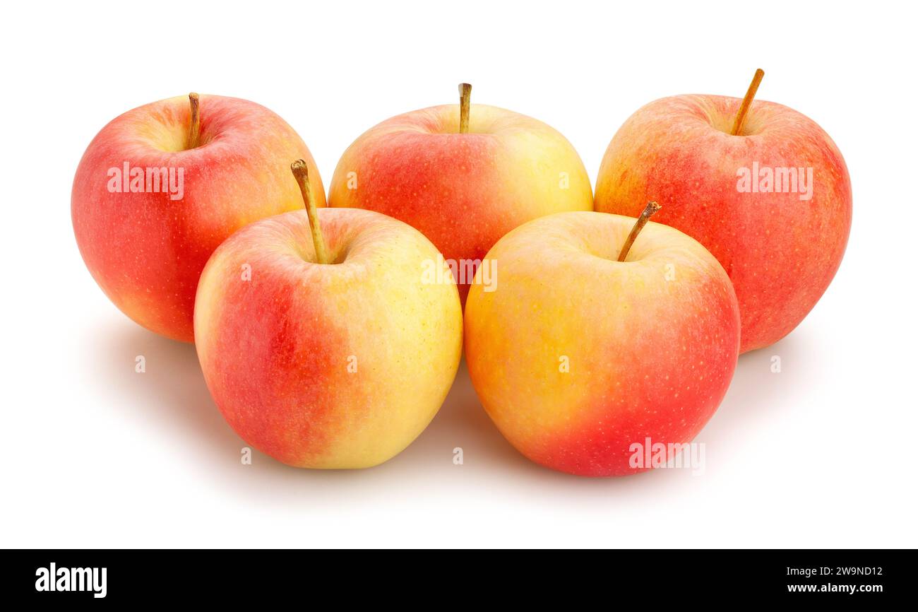 colorato percorso di mele isolato su bianco Foto Stock