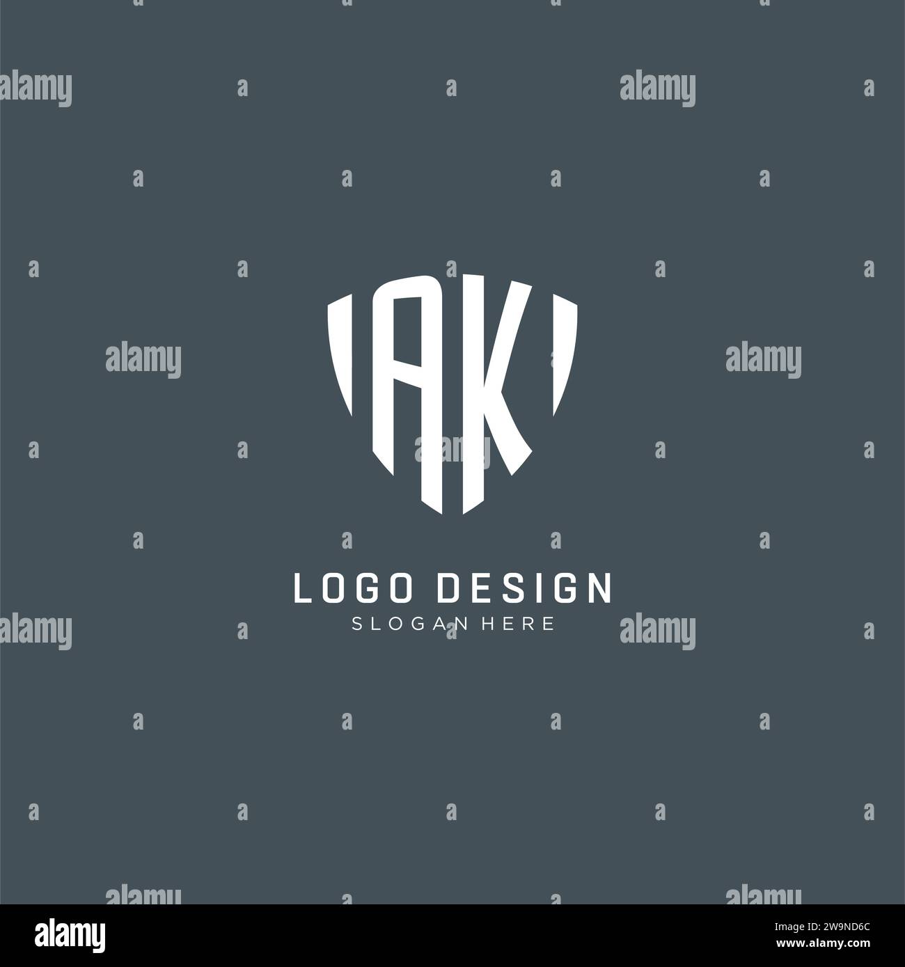 Logo AK iniziali forma della protezione, design creativo del logo grafica vettoriale Illustrazione Vettoriale