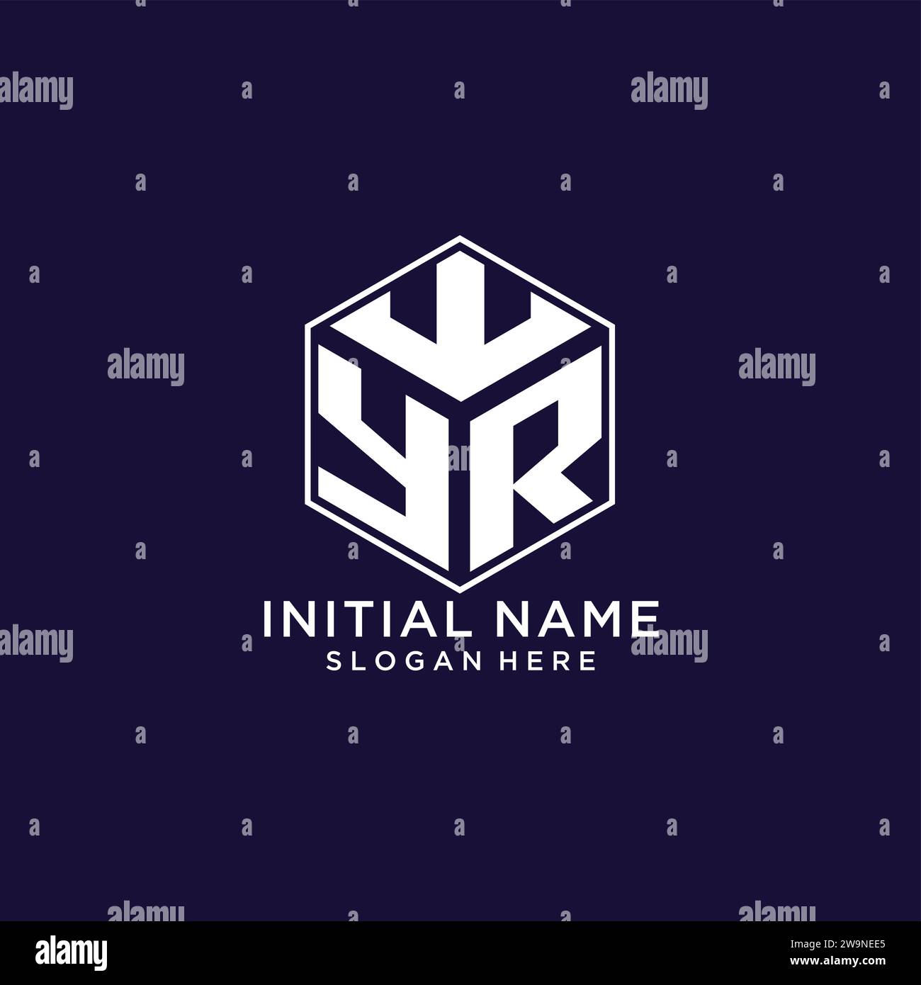 Iniziali logo forma esagonale, design creativo del logo geometrico grafica vettoriale Illustrazione Vettoriale