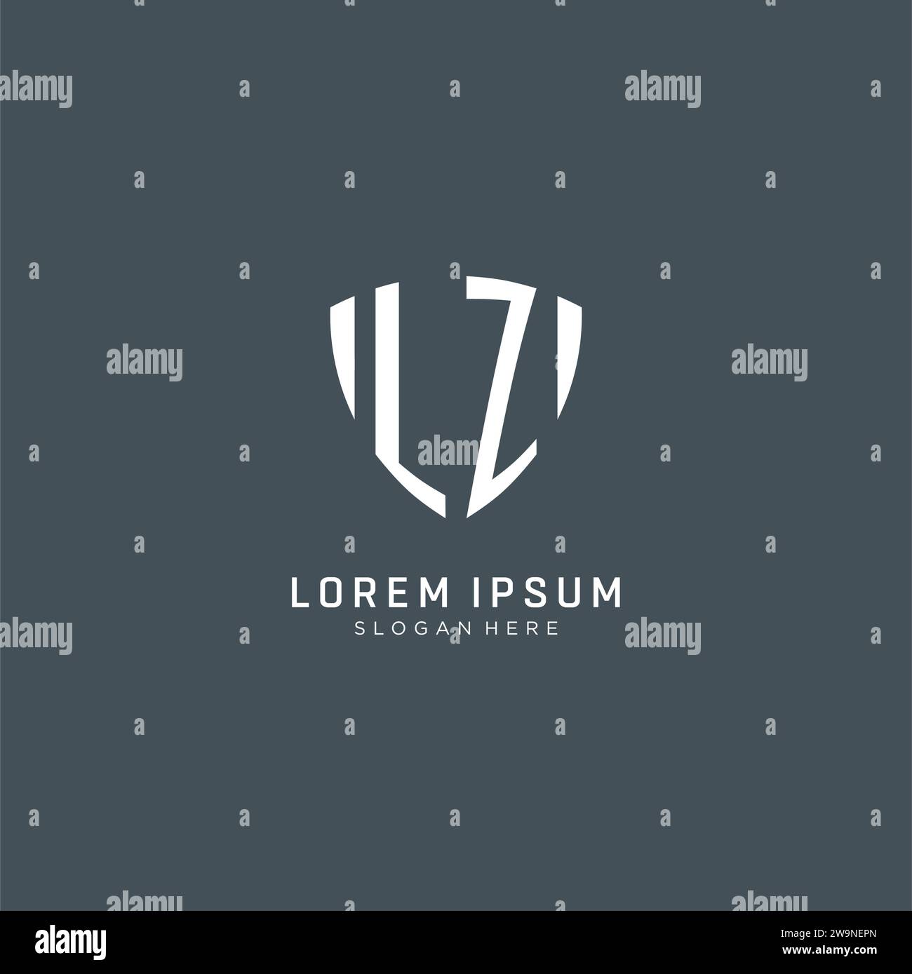 Logo LZ iniziali con protezione, logo creativo grafico vettoriale Illustrazione Vettoriale