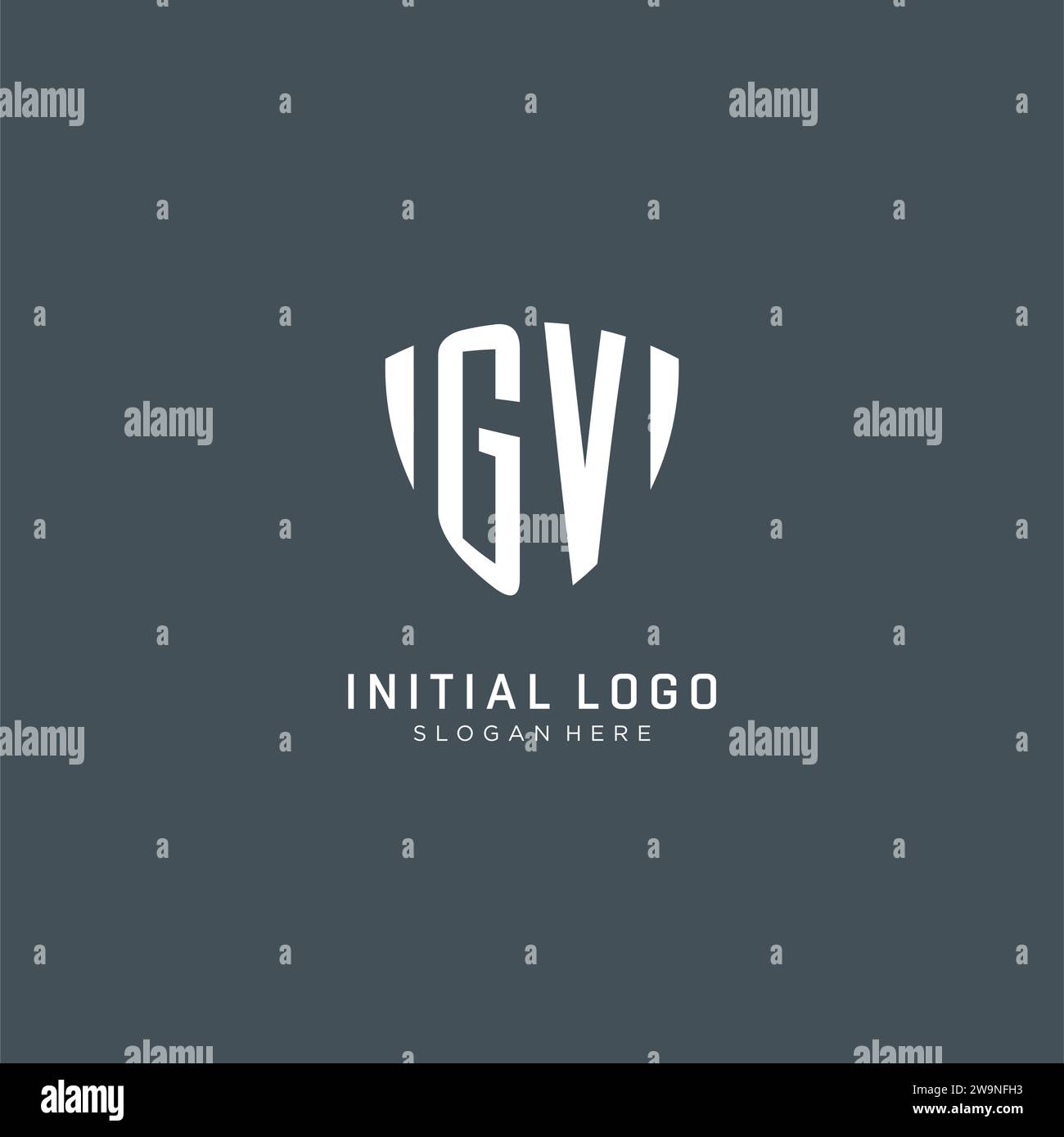 Logo GV iniziali, forma di protezione, design creativo del logo grafico vettoriale Illustrazione Vettoriale