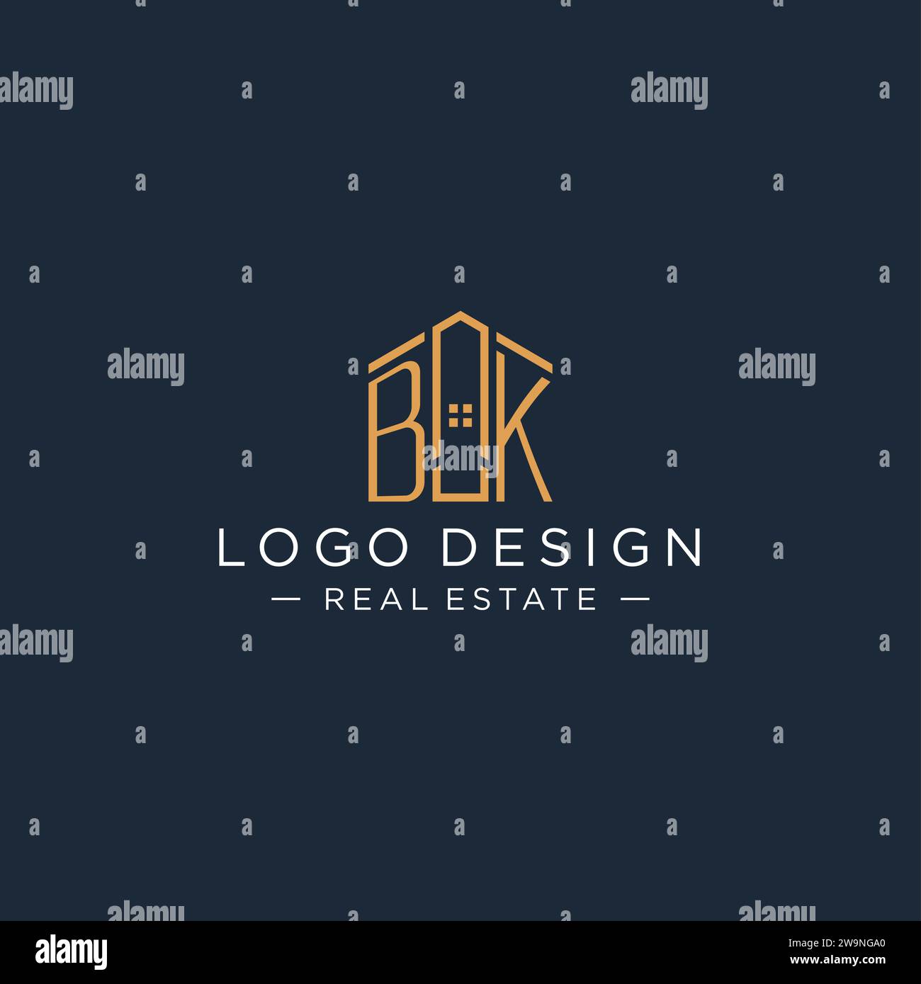 Logo BK iniziale con forma astratta della casa, logo immobiliare di lusso e moderno grafica vettoriale Illustrazione Vettoriale