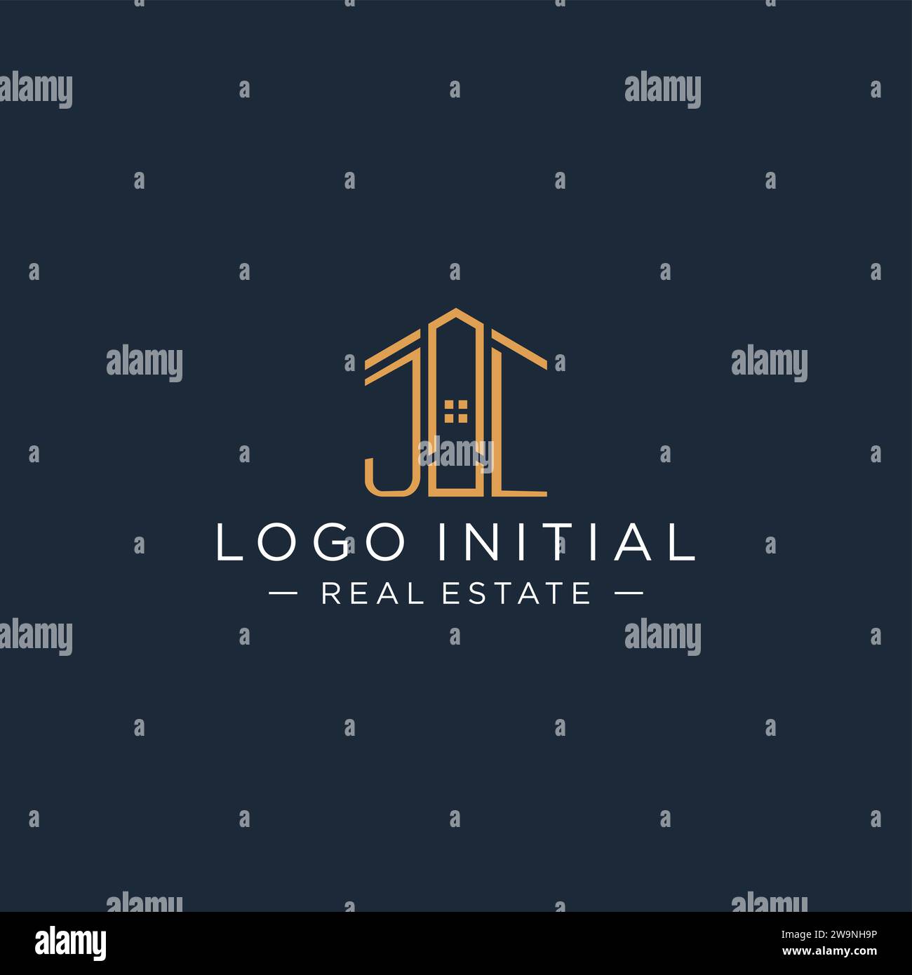 Logo JL iniziale con forma astratta della casa, logo immobiliare di lusso e moderno grafica vettoriale Illustrazione Vettoriale