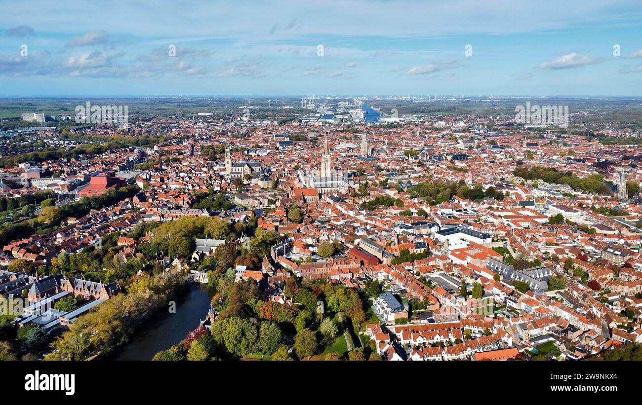 Drone foto Bruges Belgio Europa Foto Stock