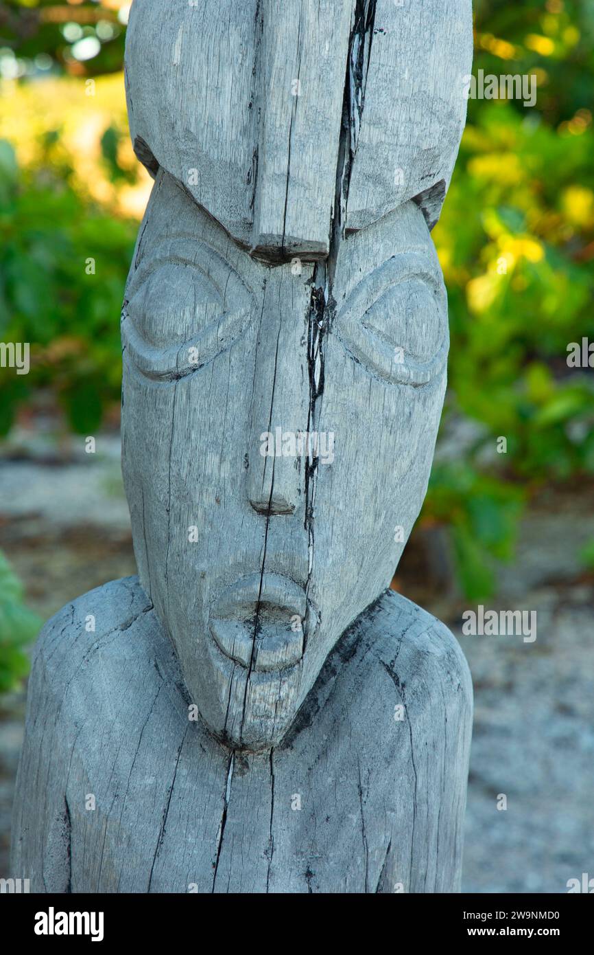 Sculture di Tiki, Hoona Historic Preserve, Hawaii Foto Stock