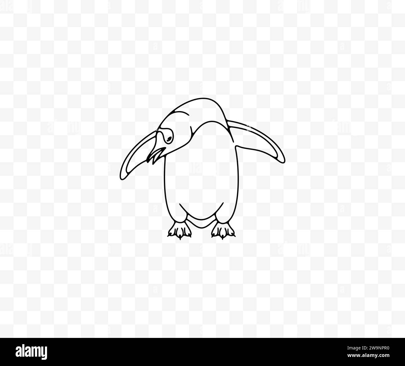 Pinguini subantartici o pinguini gentoo, grafica. Animali, uccelli, uccelli, piumati, antartide e natura, disegno vettoriale e illustrazione Illustrazione Vettoriale