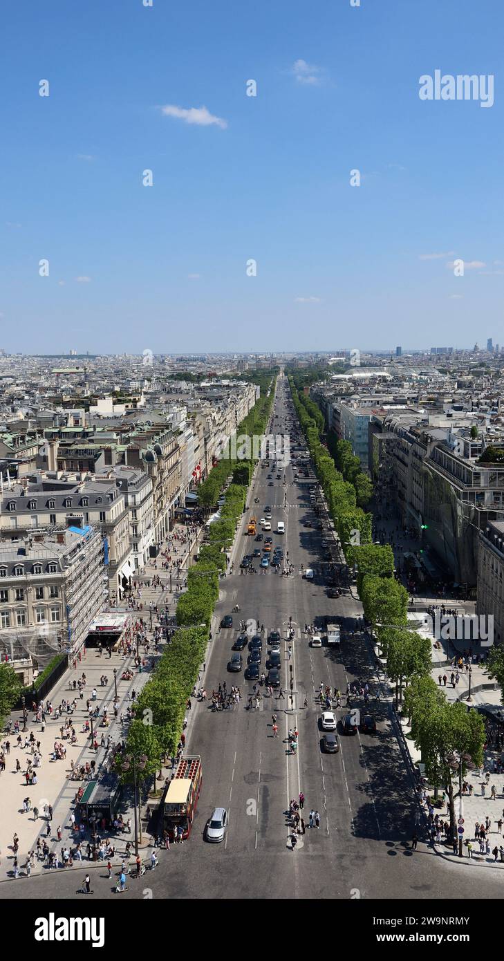 Foto drone Champs-Élysées Avenue Parigi Francia Europa Foto Stock