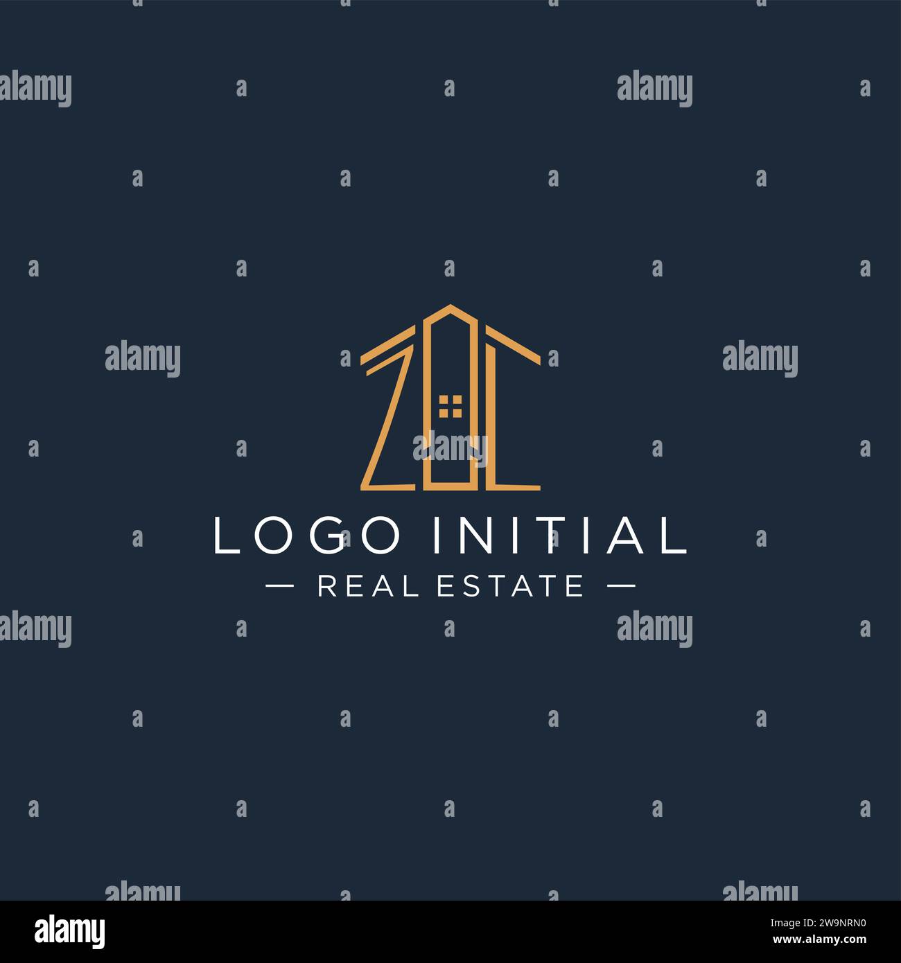 Lettera iniziale logo ZL con forma astratta della casa, logo immobiliare di lusso e moderno grafica vettoriale Illustrazione Vettoriale