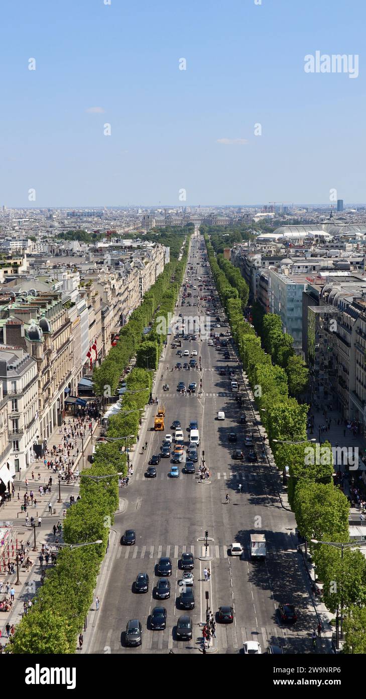 Foto drone Champs-Élysées Avenue Parigi Francia Europa Foto Stock