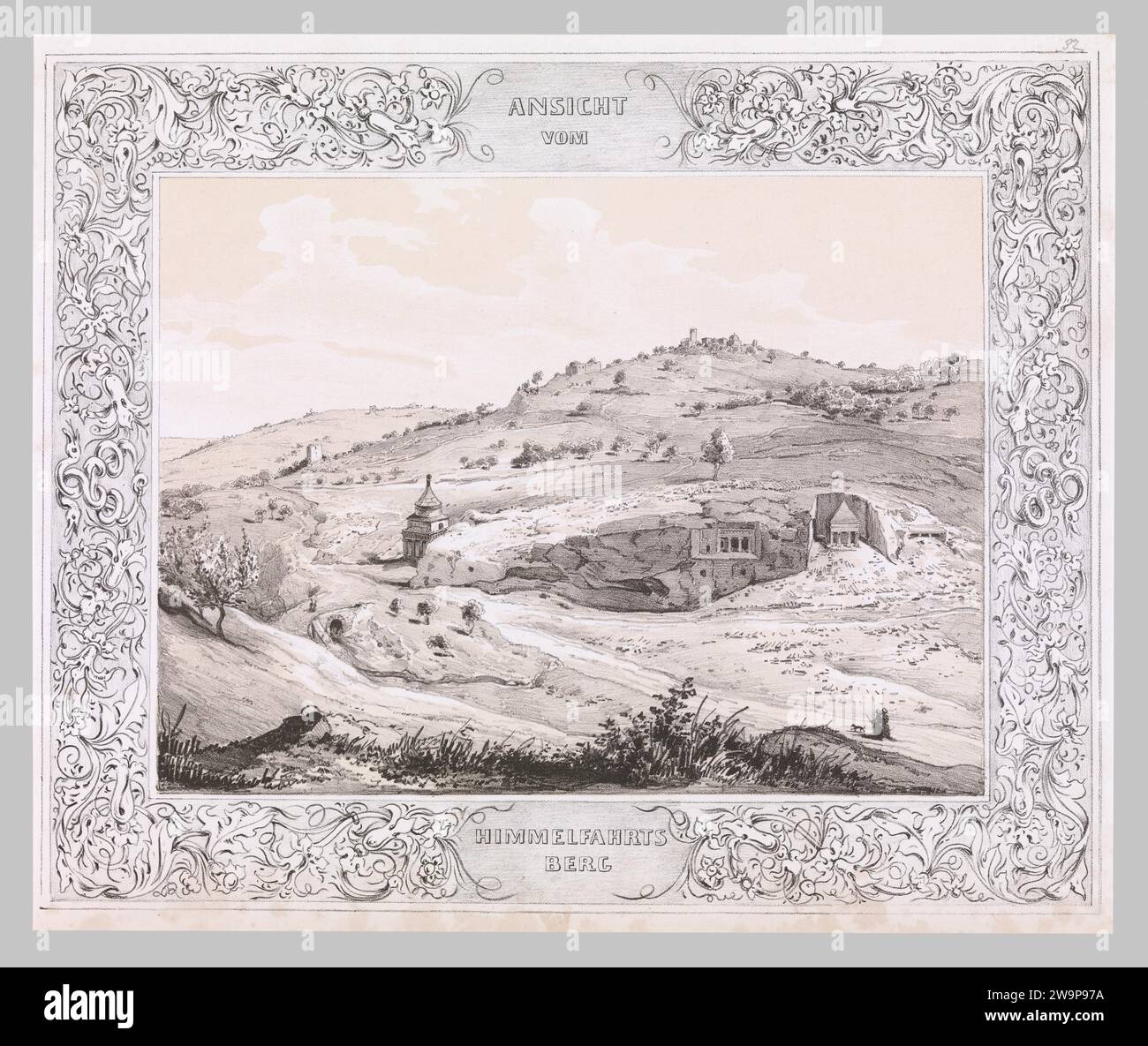 Veduta del Monte degli Ulivi, da Malerische Ansichten aus dem Orient, gessamelt auf der Reise Sr. Hoheit des Herrn Herzogs Maximilian in Bayern nach Nubien, Aegypten, Palaestina, Syrien und Malta (pittoresche vedute dall'Oriente, riunite nel viaggio di sua altezza Serenissima, il Duca Massimiliano in Baviera, in Nubia, Egitto, Palestina, Siria e Malta) 1924 di Heinrich von Mayr Foto Stock