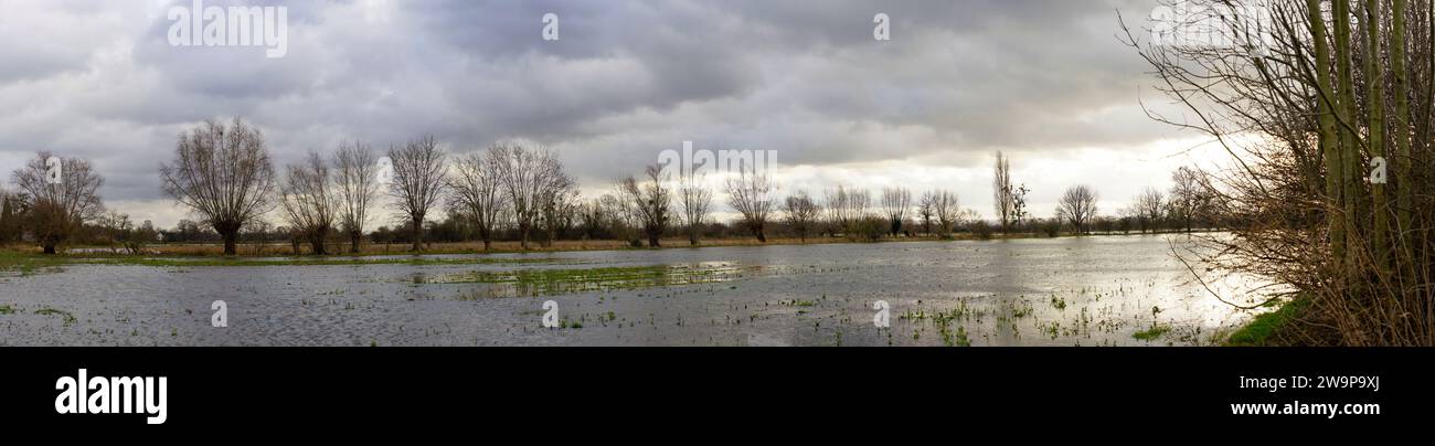 Land Unter. Hochwasser Delbrücker Land Foto Stock