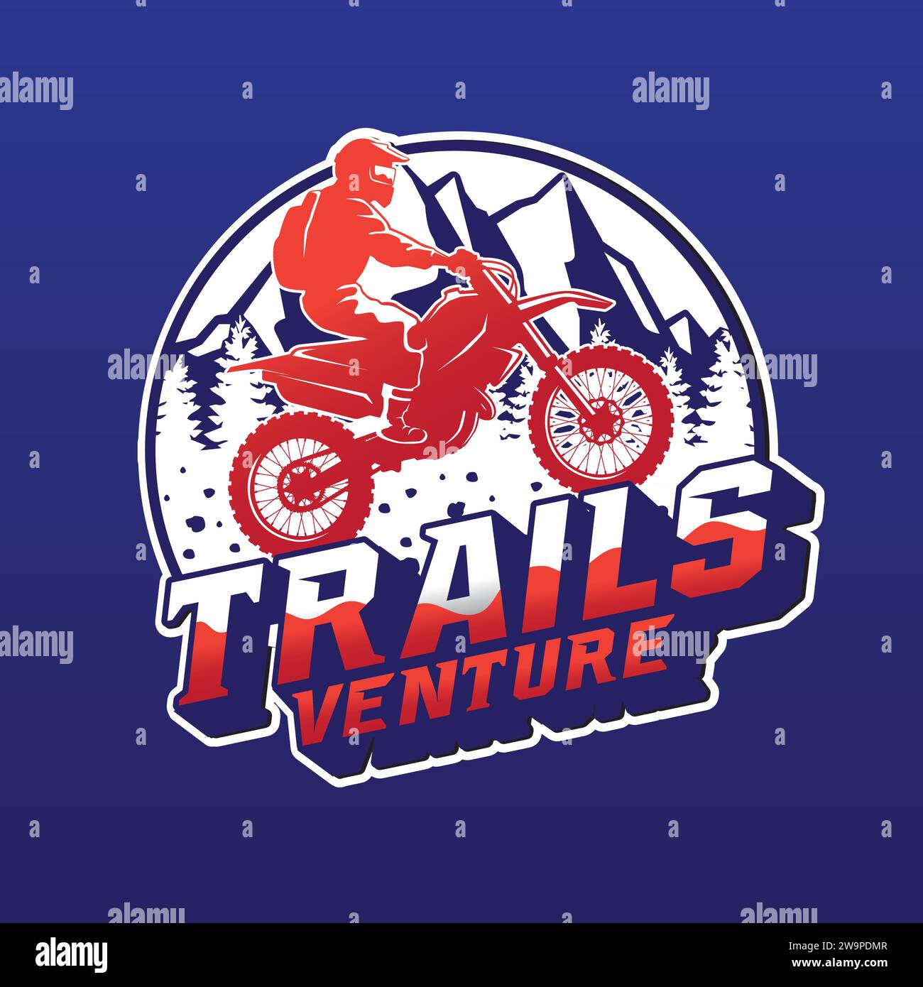 Logo Moto Cross Trails Adventure Design Illustrazione Vettoriale