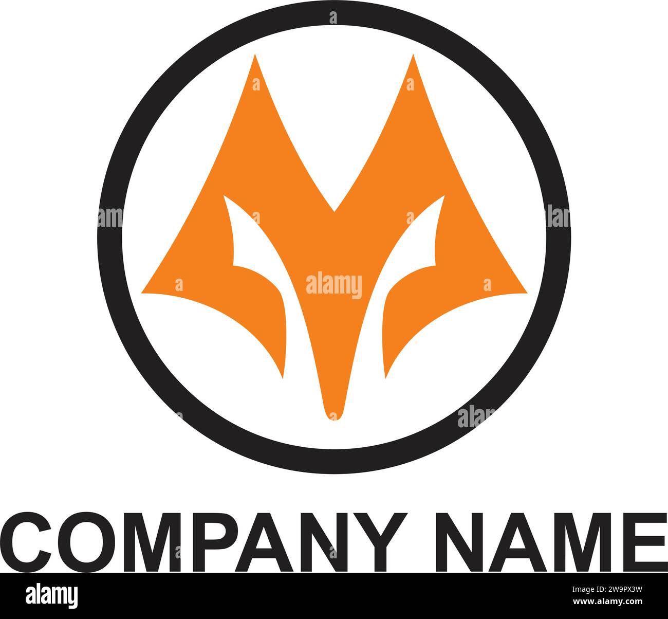 Icona M iniziale logo Fox Head Illustrazione Vettoriale