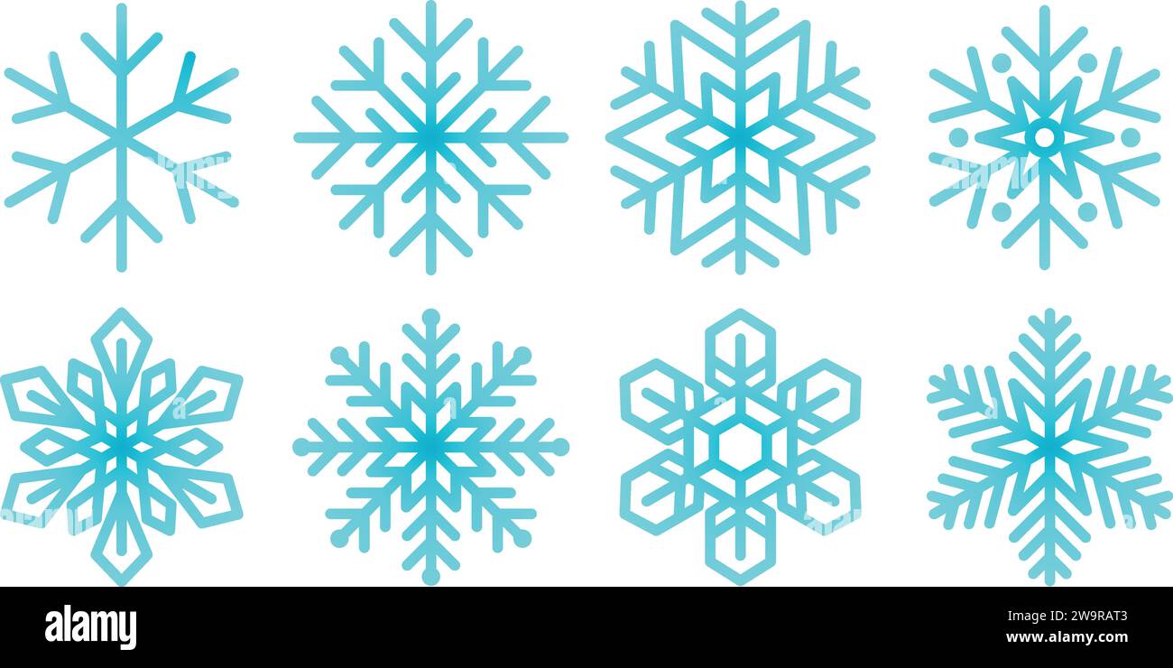 Caduta di neve, inverno, icona fiocco di neve, set di icone, vettore, illustrazione, modello, risorsa grafica di progettazione Illustrazione Vettoriale