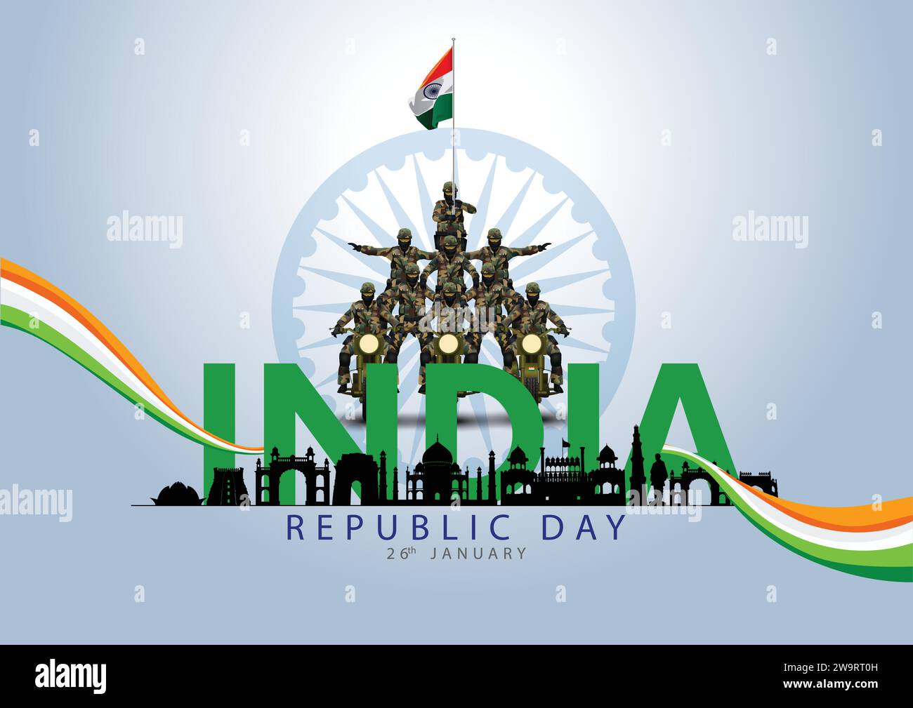 Giornata felice della repubblica India.26 gennaio background. disegno di illustrazione vettoriale astratto Illustrazione Vettoriale