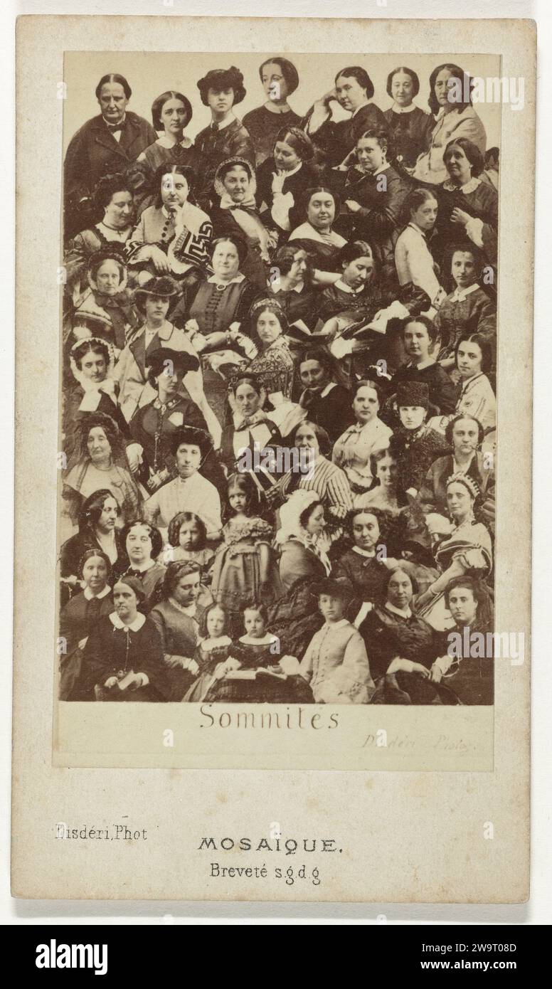Collezione ("mosaico") di ritratti di donne famose ("alcune"), Francia, c. 1858 - c. 1870 Fotografia. Visitare Card France paper. supporto fotografico per la stampa di albumi Foto Stock