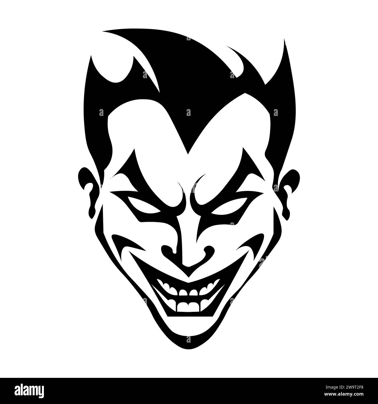 Icona vettoriale nera Joker su sfondo bianco Illustrazione Vettoriale