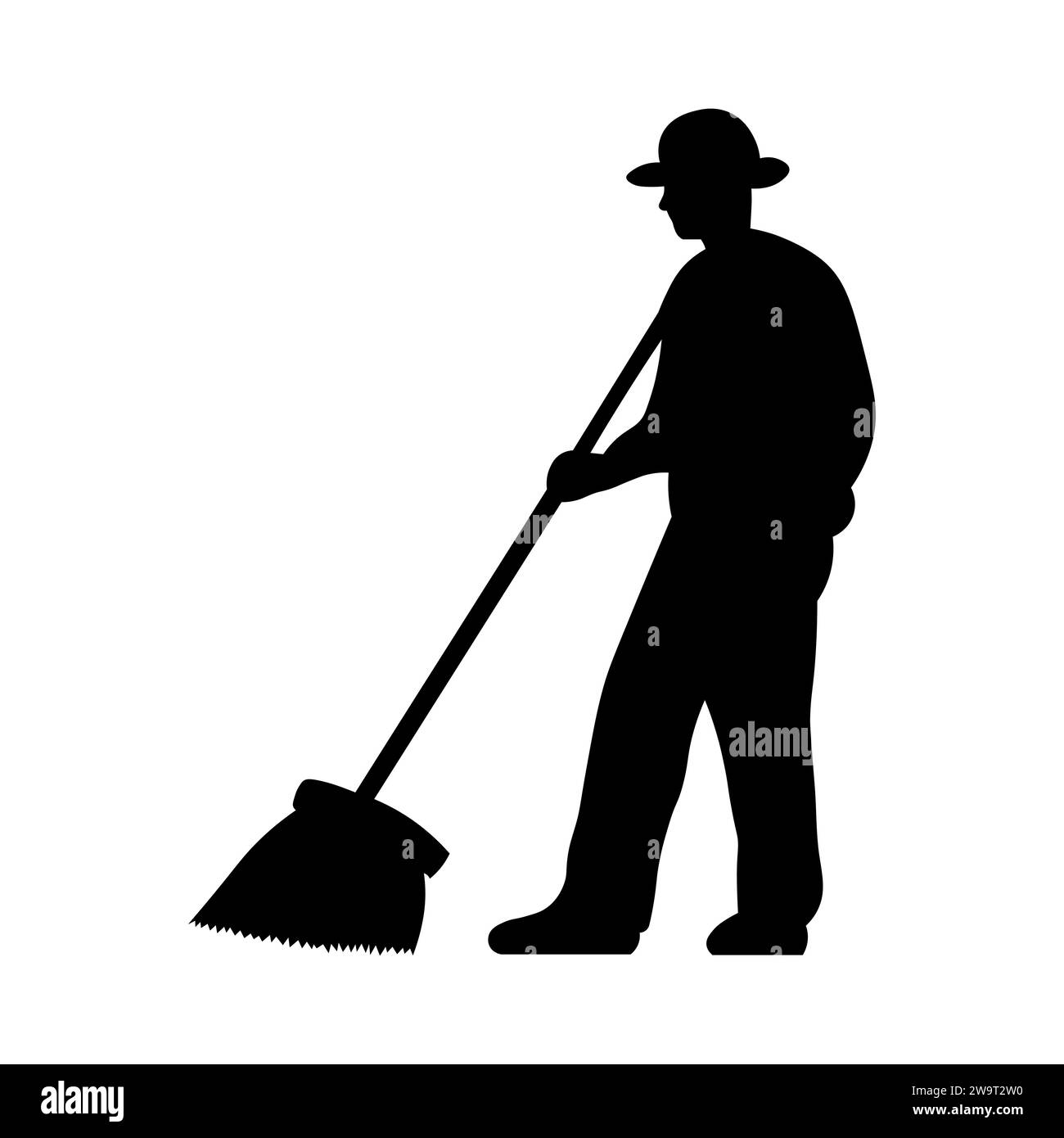 Silhouette vettoriale di Janitor su sfondo bianco Illustrazione Vettoriale