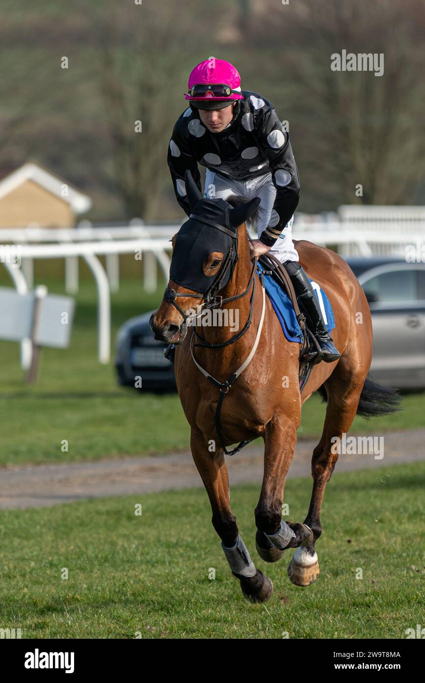 Max Dynamo, guidata da Jordan Nailor e addestrata da Emma-Jane Bishop, è in grado di iniziare l'inseguimento Steeple di classe 4 a Wincanton, il 21 marzo 2022 Foto Stock