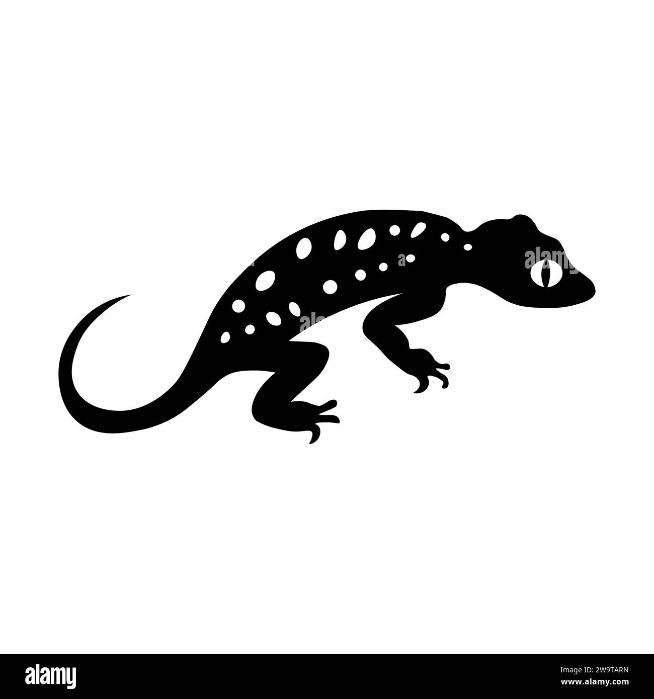 Icona vettoriale nera Gecko su sfondo bianco Illustrazione Vettoriale