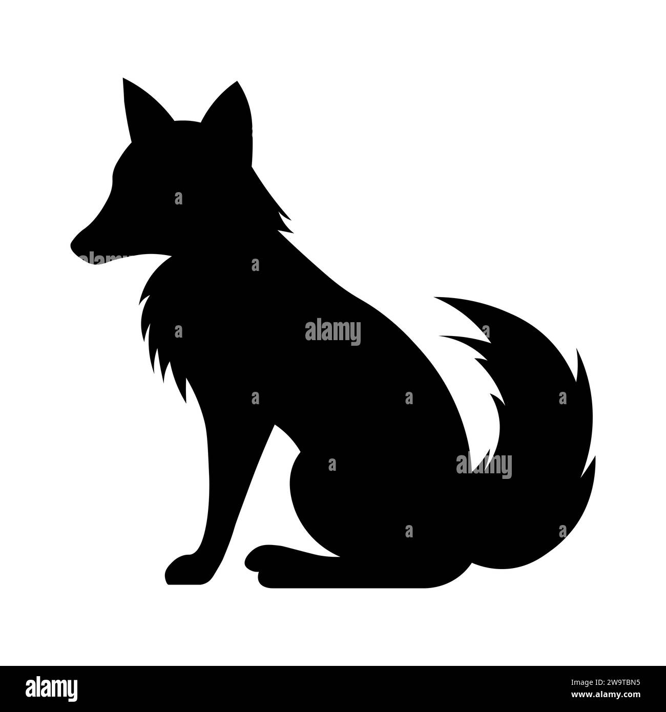 Icona vettoriale nera Fox su sfondo bianco Illustrazione Vettoriale