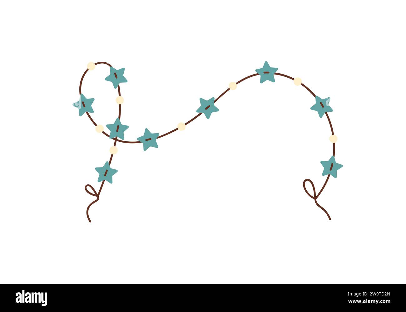 Buon Natale garland. Decorazione di case per vacanze invernali luci vettore piatto Illustrazione Vettoriale