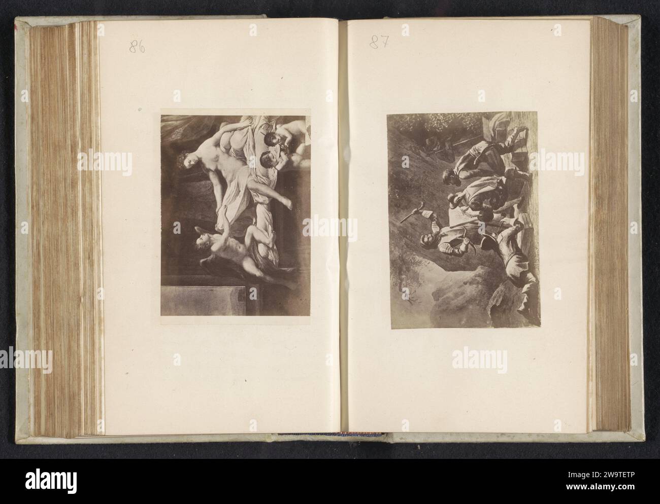 Produzione fotografica di un dipinto, raffigurante tre uomini disegnare un uomo, anonimo, c. 1850 - dentro o prima del 1860 foto supporto fotografico albume stampa uomo adulto. disegno Foto Stock