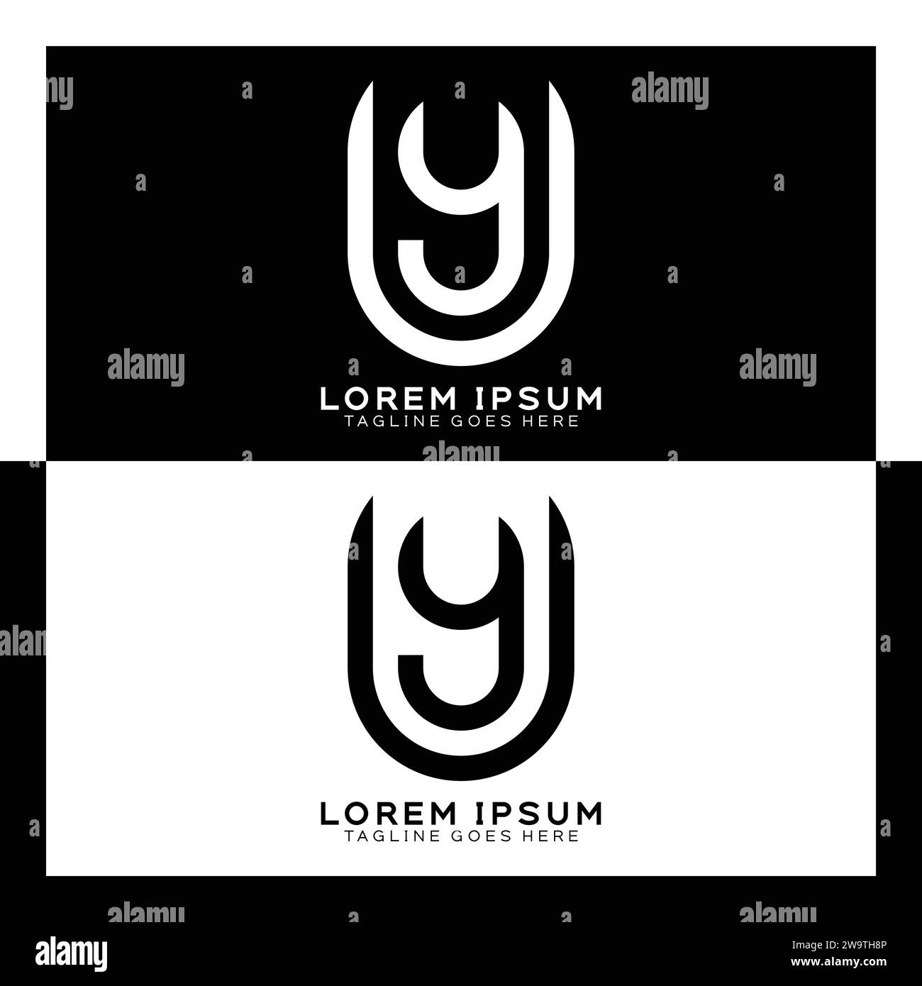 UY iniziali Linked Elegant logo. Monogramma di progettazione con schema a lettere U e Y Illustrazione Vettoriale