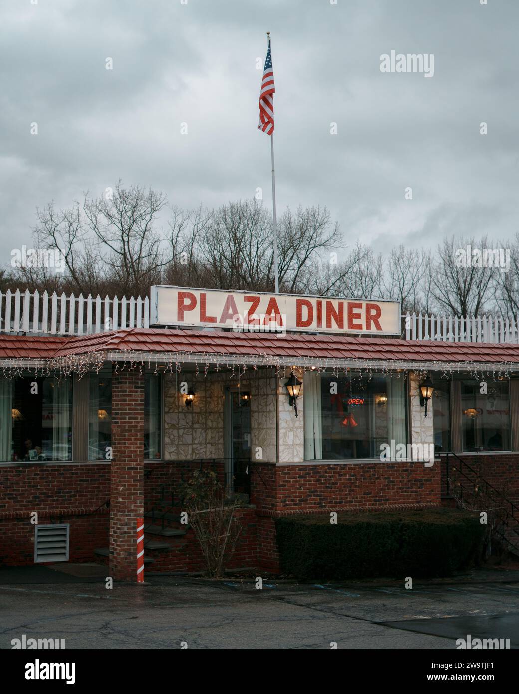 Cartello d'epoca Plaza Diner, New Paltz, New York Foto Stock